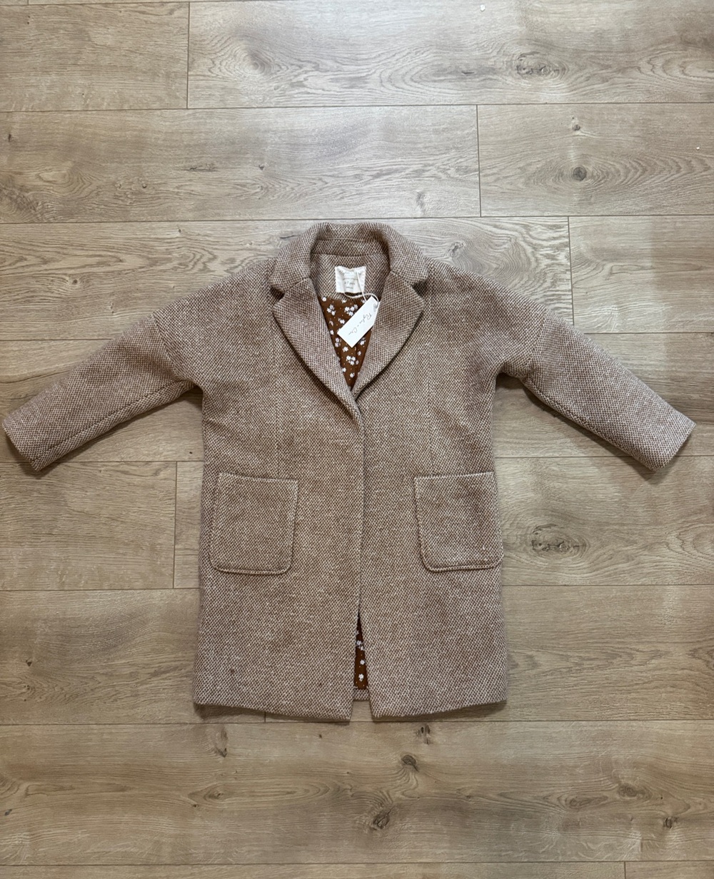 Rylee + Cru Longline coat girls 6-7y NWT Cream/oat color